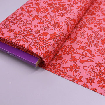 100% Cotton Bright Pink Floral Liberty Fabric - Marlow Mono