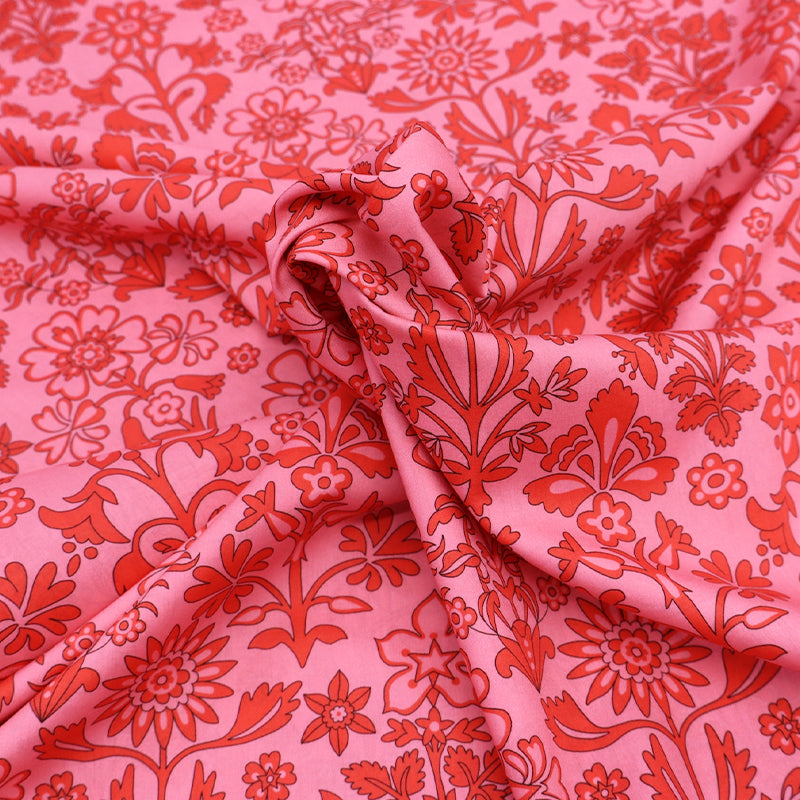 100% Cotton Bright Pink Floral Liberty Fabric - Marlow Mono