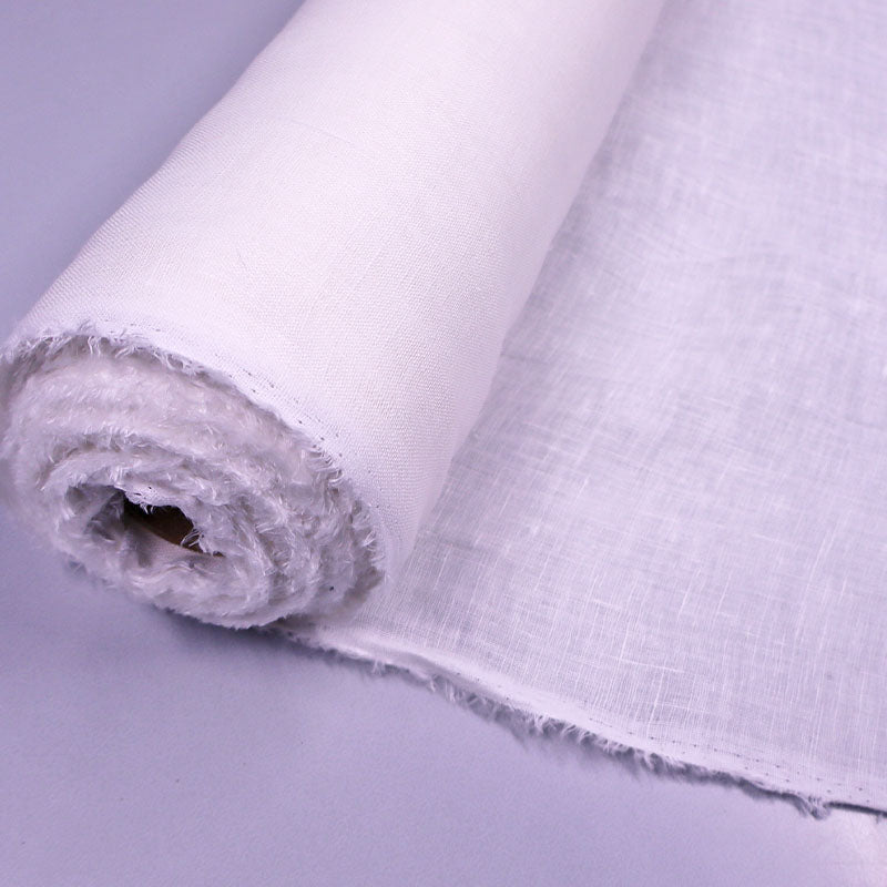 100% Linen Loose Weave Linen Muslin Fabric - Bright White