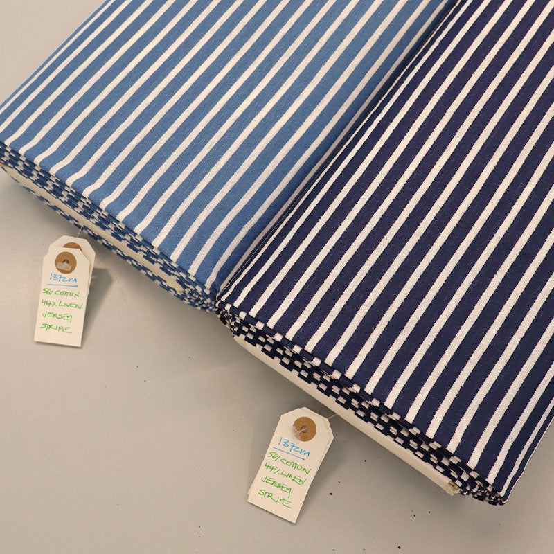 Linen and Cotton Jersey - Stripe - Blue