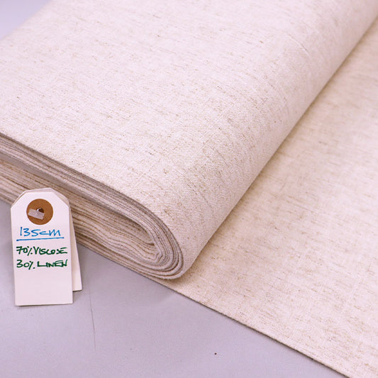 70% Viscose 30% Linen Natural Oatmeal coloured Linen and Viscose Slub Fabric
