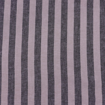 55% Cotton 45% Linen Linen Blend Chambray Fabric - Grey and Taupe Stripe