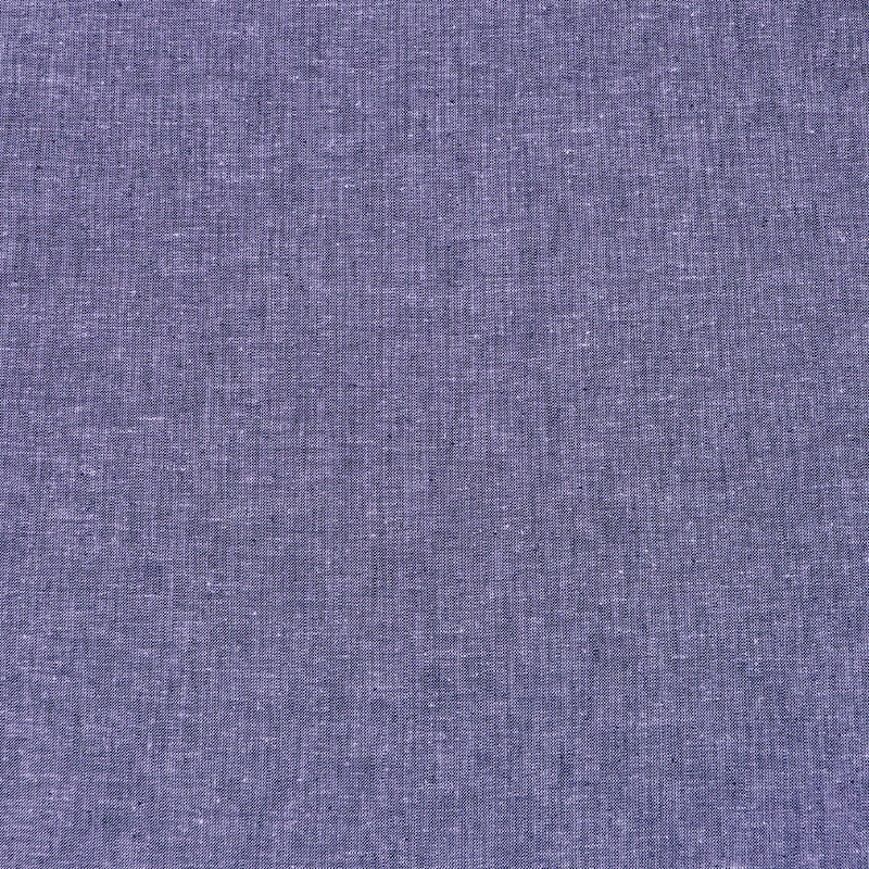 55% Cotton and 45% Linen Linen Blend Chambray Fabric - Plain Dark Blue