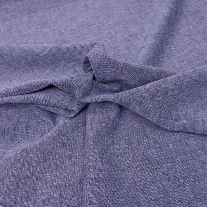 55% Cotton and 45% Linen Linen Blend Chambray Fabric - Plain Dark Blue