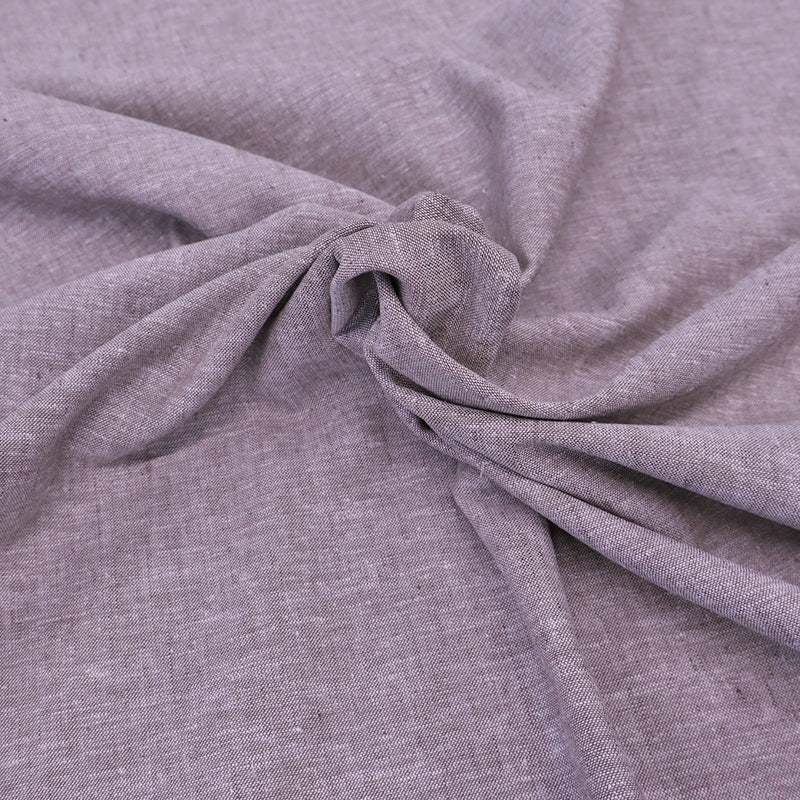 55% Linen 45% Cotton Linen Blend Chambray Fabric - Plain Mink Brown