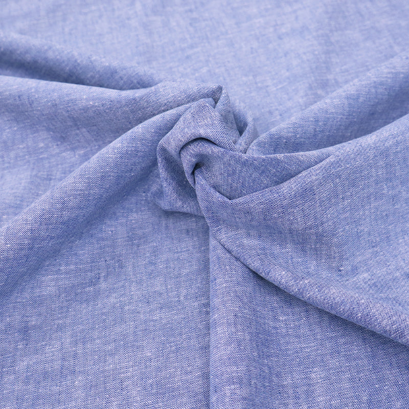 55% Cotton and 45% Linen Linen Blend Chambray Fabric - Pale Blue