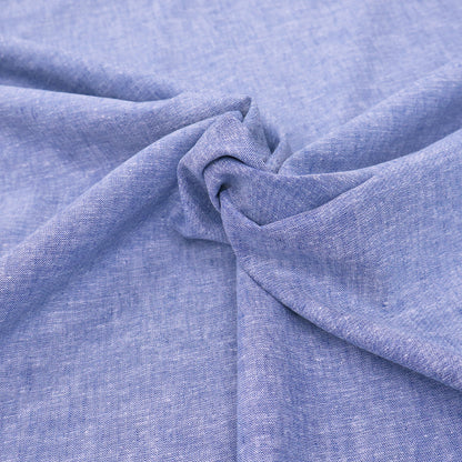 55% Cotton and 45% Linen Linen Blend Chambray Fabric - Pale Blue