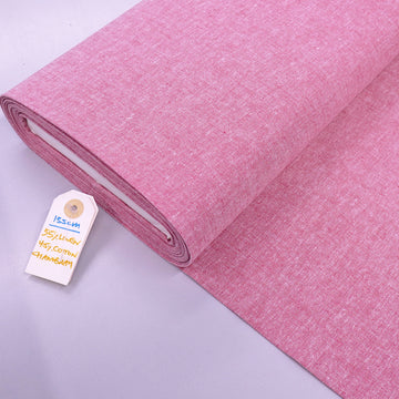 55% Cotton and 45% Linen Linen Blend Chambray Fabric - Plain Pink