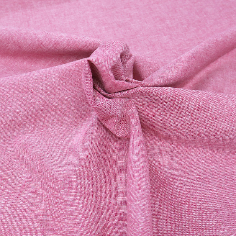 55% Cotton and 45% Linen Linen Blend Chambray Fabric - Plain Pink