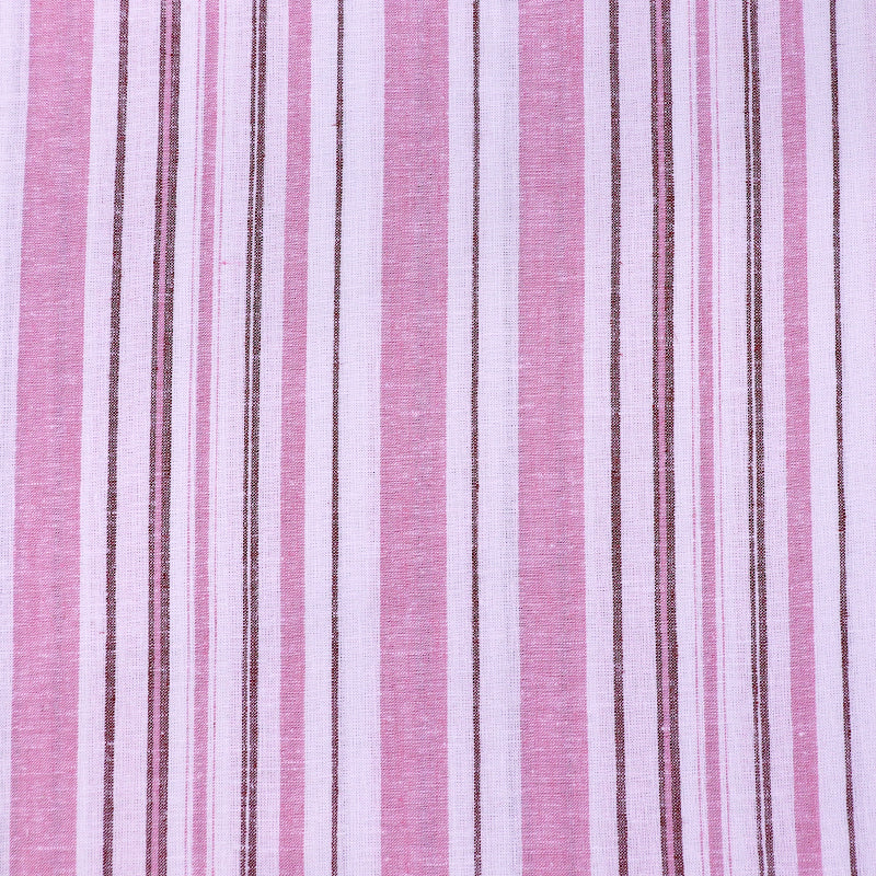 70% Viscose 30% Linen Linen and Viscose Blend Fabric - Pink and White Stripe