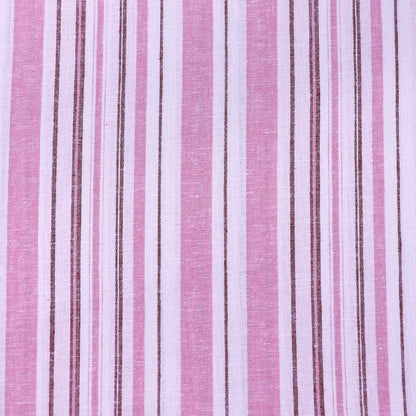 70% Viscose 30% Linen Linen and Viscose Blend Fabric - Pink and White Stripe