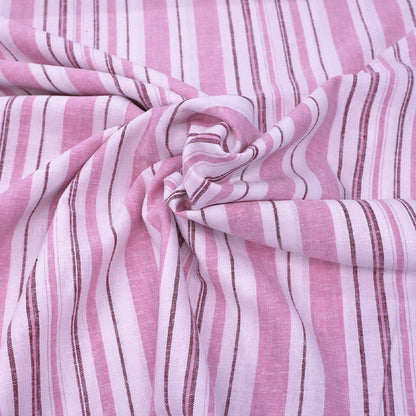 70% Viscose 30% Linen Linen and Viscose Blend Fabric - Pink and White Stripe