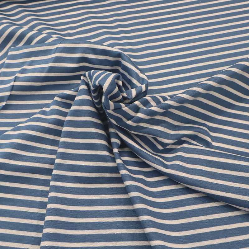 Linen and Cotton Jersey - Stripe - Blue