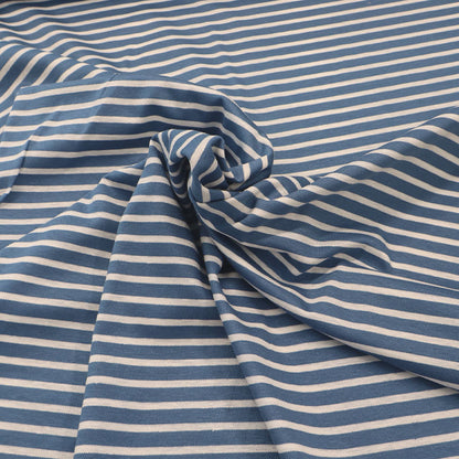 Linen and Cotton Jersey - Stripe - Blue