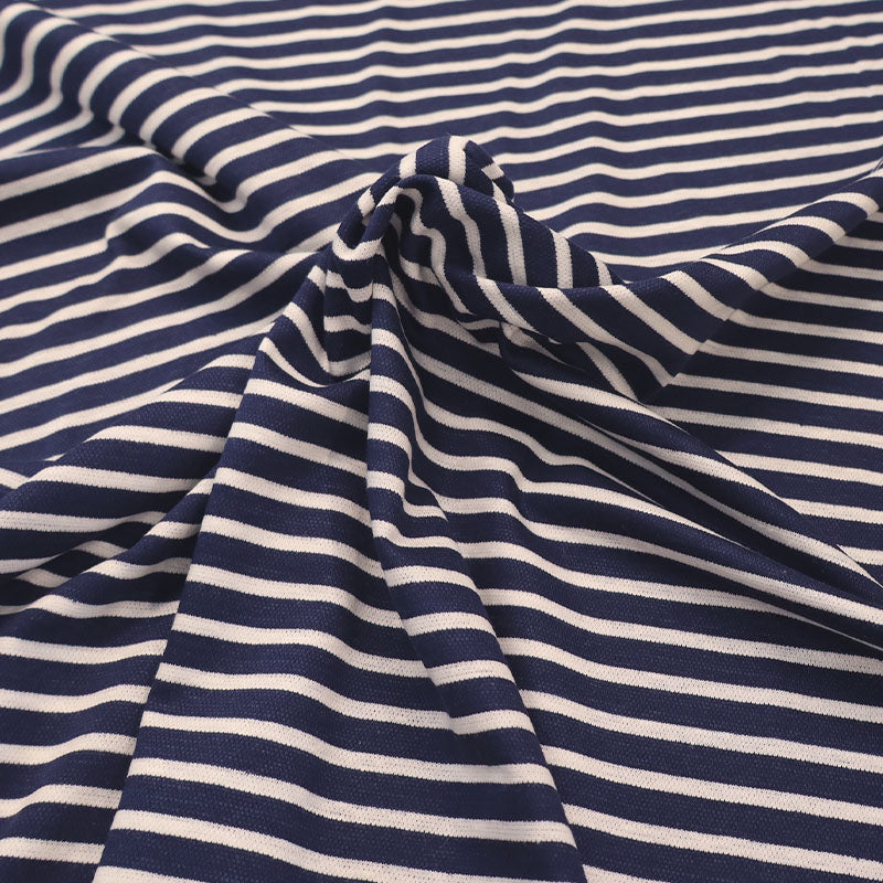 Linen and Cotton Jersey - Stripe - Navy