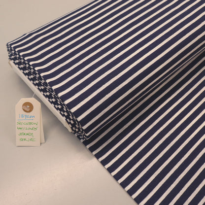 Linen and Cotton Jersey - Stripe - Navy