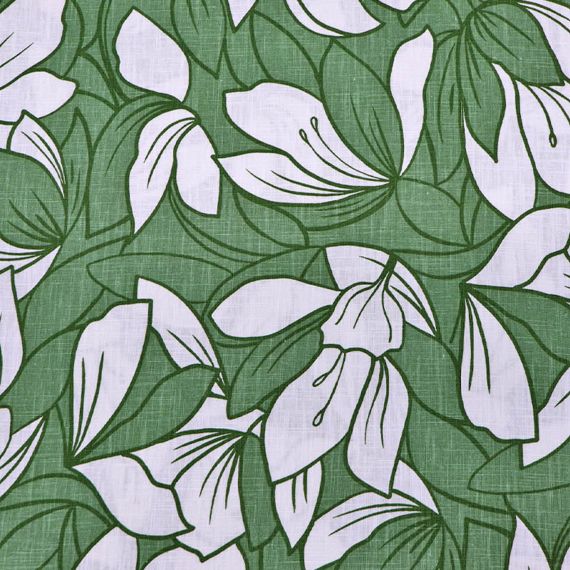 75% Linen 25% Cotton
Linen and Cotton Blend Fabric - Green and white Floral
