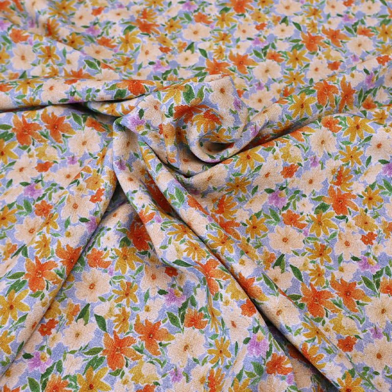 70% Viscose 30% Linen Linen and Viscose Crepe Fabric - Orange and Peach