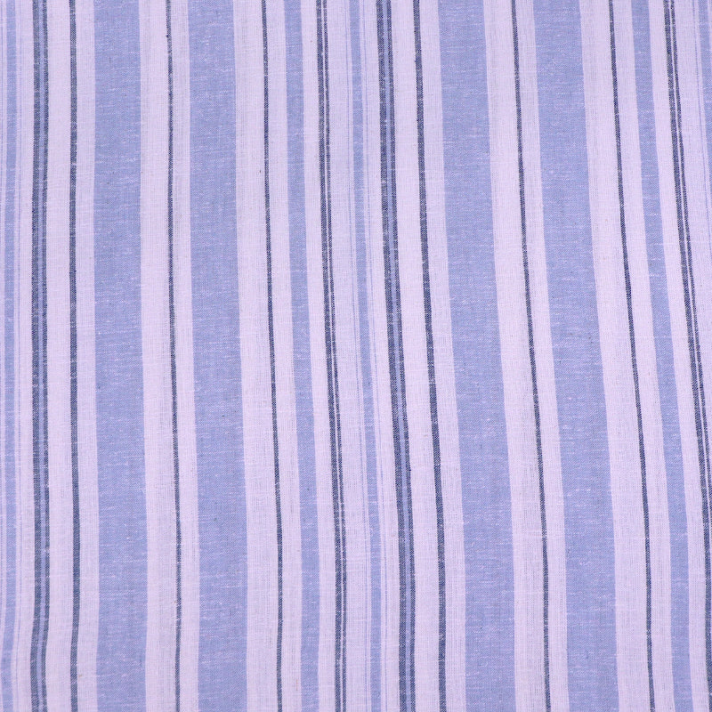 70% Viscose 30% LinenLinen and Viscose Blend Fabric - Blue and white Stripe