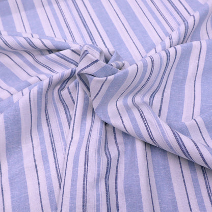 70% Viscose 30% LinenLinen and Viscose Blend Fabric - Blue and white Stripe
