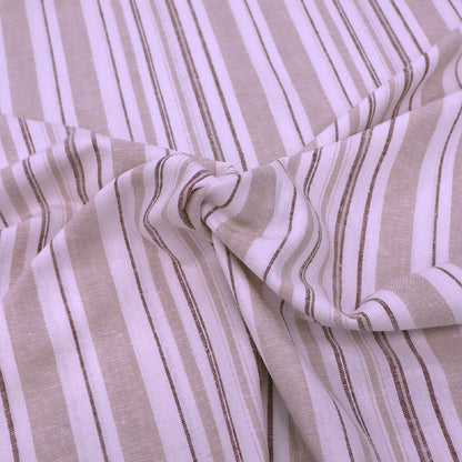 70% Viscose 30% Linen Linen and Viscose Blend Dressmaking Fabric - Brown and White Stripe