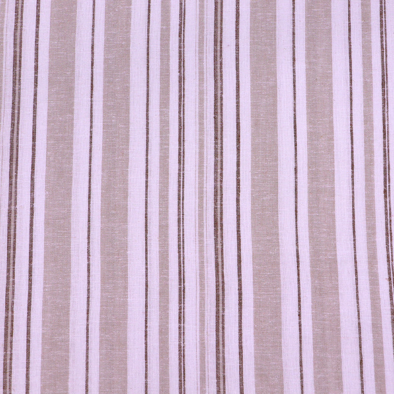 70% Viscose 30% Linen Linen and Viscose Blend Dressmaking Fabric - Brown and White Stripe