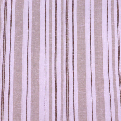 70% Viscose 30% Linen Linen and Viscose Blend Dressmaking Fabric - Brown and White Stripe