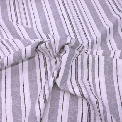 70% Viscose 30% Linen Linen and Viscose Blend Fabric - Grey and White Stripe