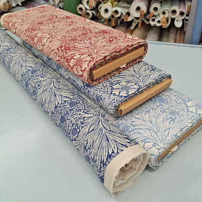 100% Cotton Floral Cotton Fabric - Navy and Cream , red and cream, pale blue and cream botanical flower and leaf print