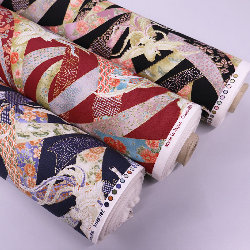 100% Cotton - Made in Japan - Metallic Doves - Red