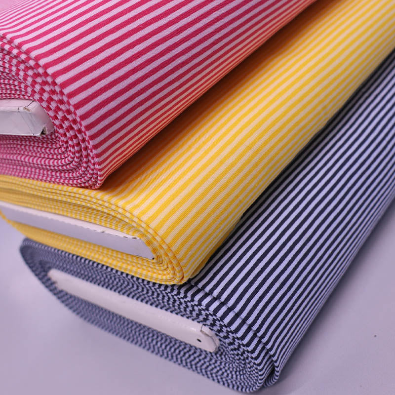 Cotton Elastane Jersey - Mini Stripe - Bright Yellow