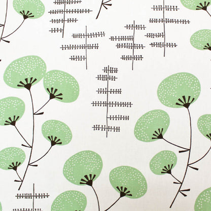 100% White Cotton Spring Green Miss Print Furnishing Fabric