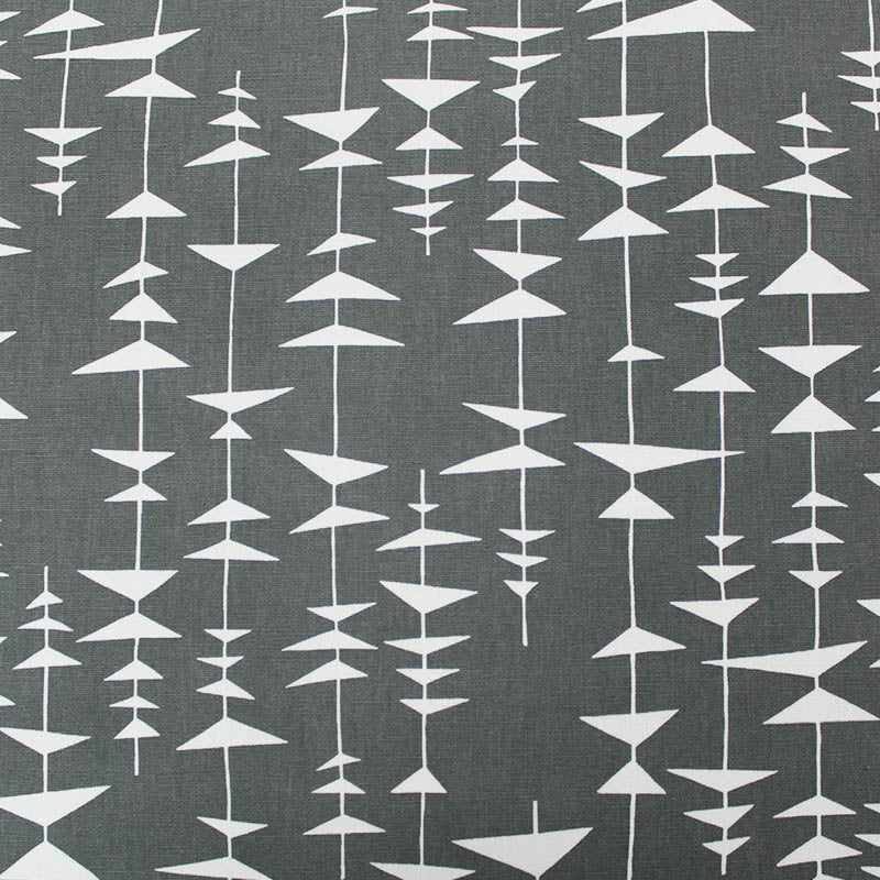 Liquorice Grey Miss Print Furnishing Fabric 100% cotton