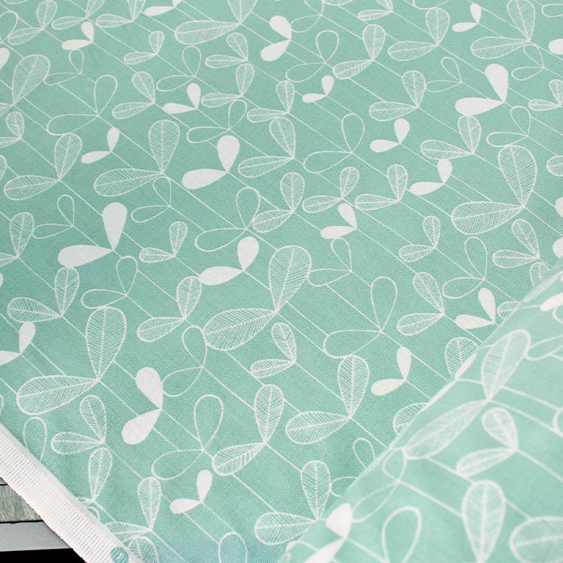 Aqua Blue Saplings 100% cotton MissPrint Furnishing Fabric