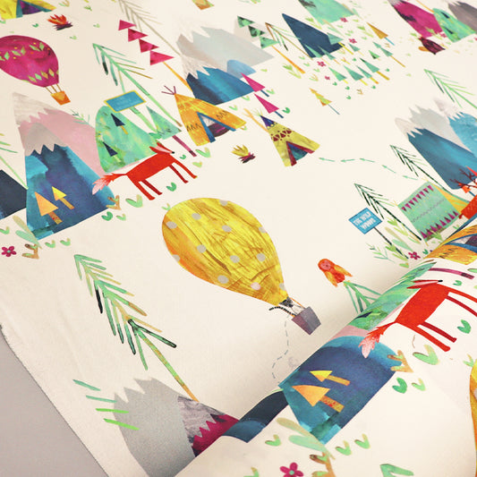 100% Cotton   White Mountain Animals Children's Furnishing Fabric