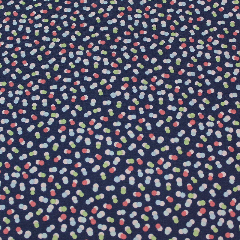 Navy Blue and Pink Spotted Brushed Cotton Fabric
