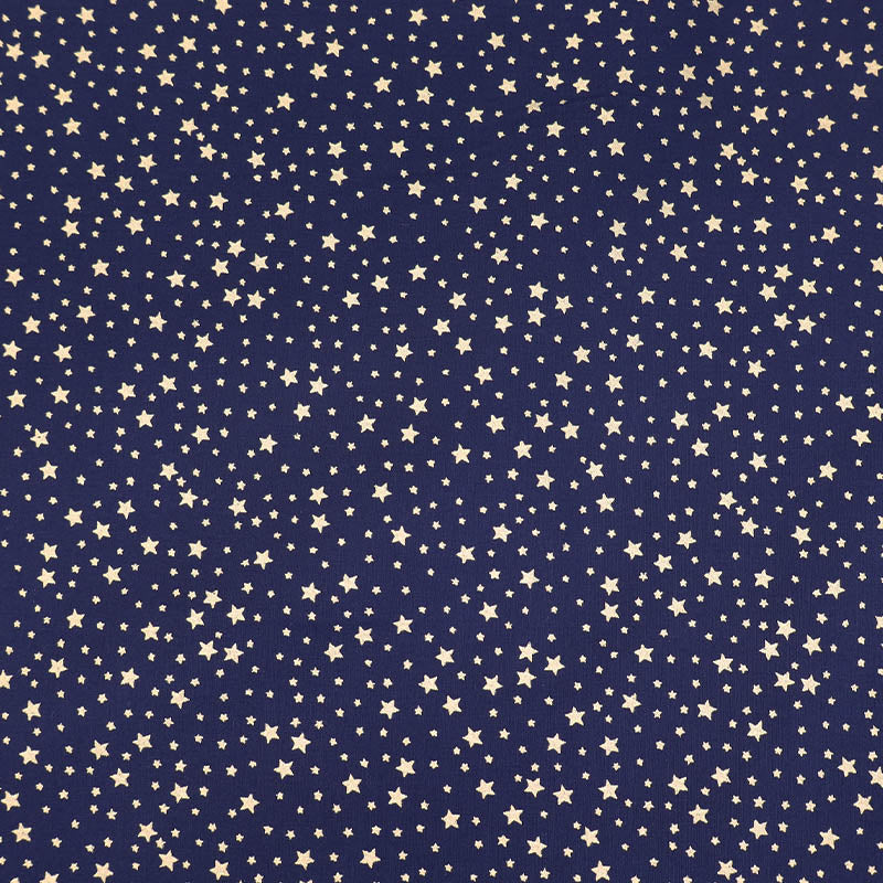 100% Cotton Navy Blue Christmas Cotton Fabric - Gold Stars