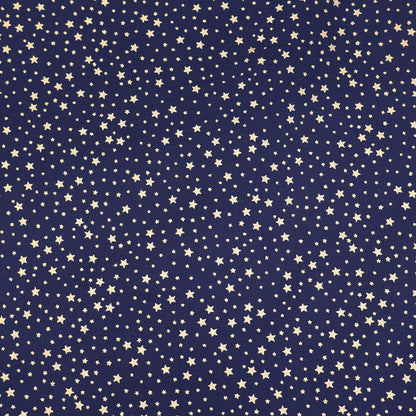 100% Cotton Navy Blue Christmas Cotton Fabric - Gold Stars