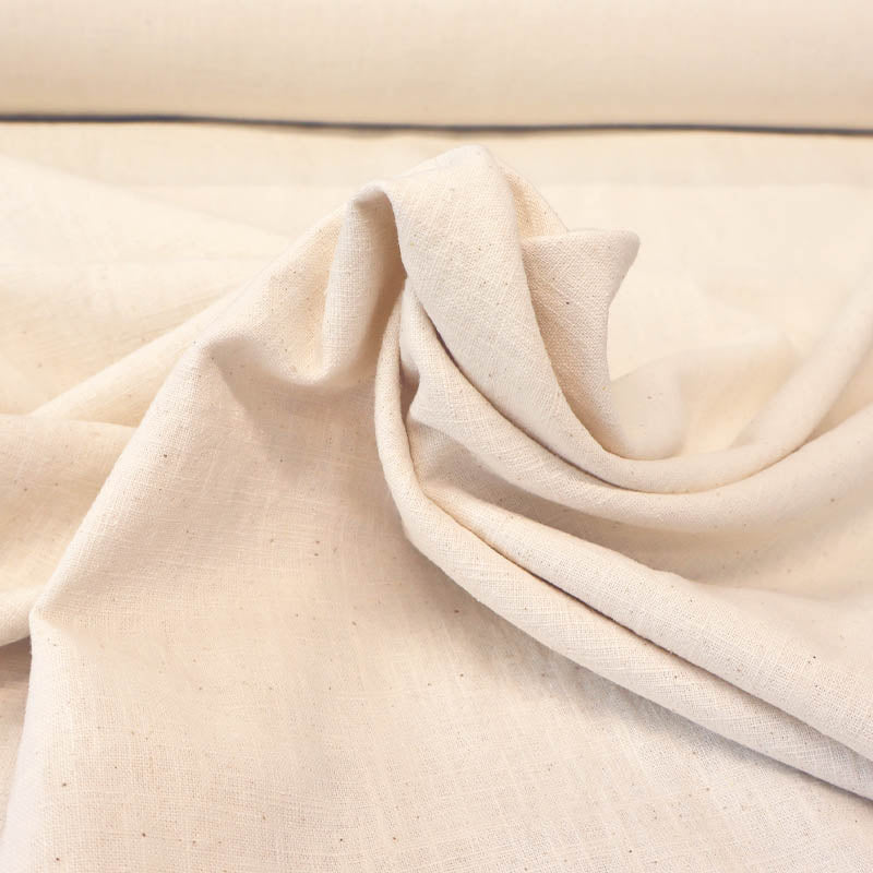 87% Linen 13% Cotton Washed Linen Blend Dressmaking Fabric - Ivory
