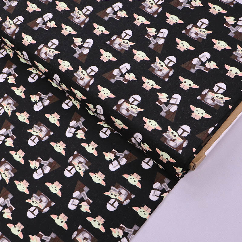 100% Cotton The Mandalorian and Grogu Black Cotton Fabric