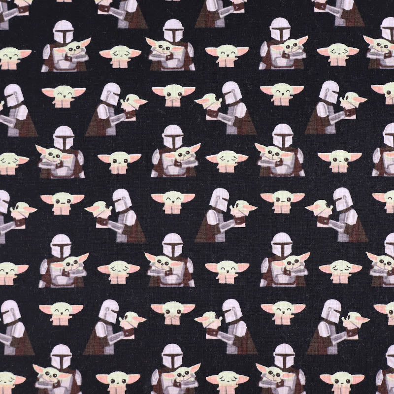 100% Cotton The Mandalorian and Grogu Black Cotton Fabric