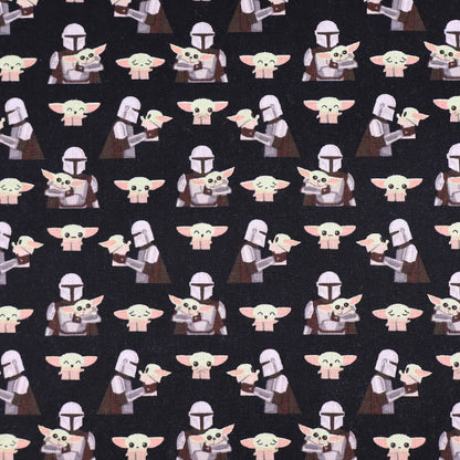 100% Cotton The Mandalorian and Grogu Black Cotton Fabric