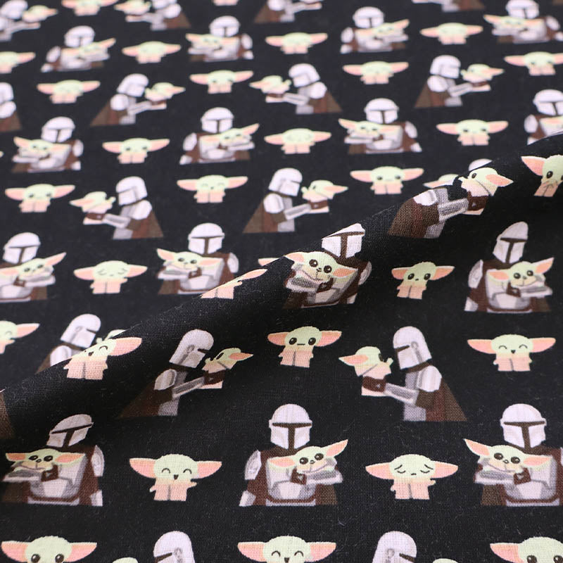 100% Cotton The Mandalorian and Grogu Black Cotton Fabric