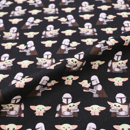 100% Cotton The Mandalorian and Grogu Black Cotton Fabric