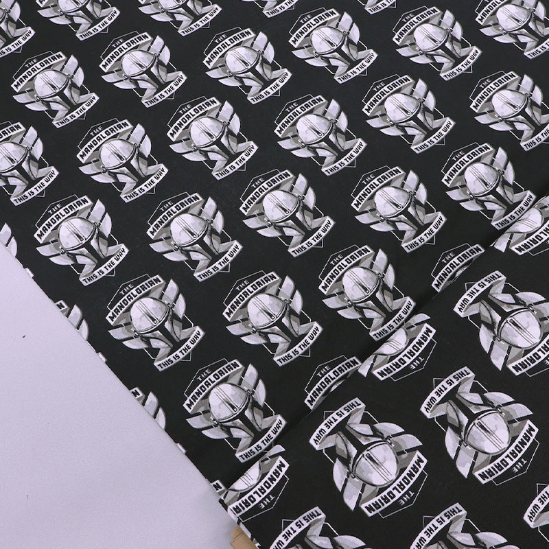 100% Cotton Black The Mandalorian  Licensed Print Fabric