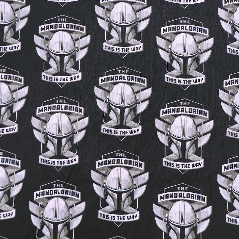100% Cotton Black The Mandalorian  Licensed Print Fabric