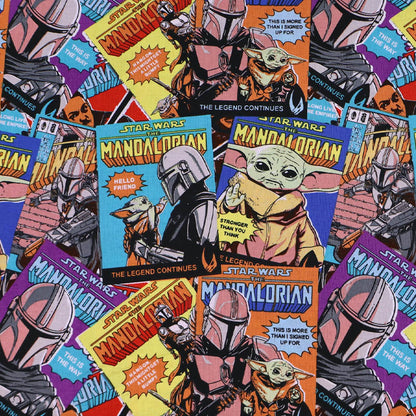 100% Cotton The Mandalorian Star Wars Comic Strip Fabric multicoloured