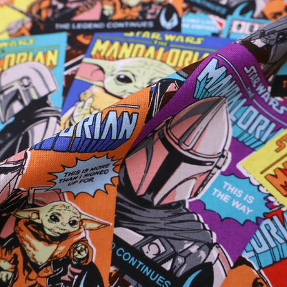 100% Cotton The Mandalorian Star Wars Comic Strip Fabric multicoloured
