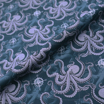 Novelty Printed Cotton - Blue - Octopussy