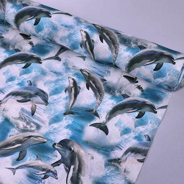 Novelty Printed Cotton - Dolphins - Flipper